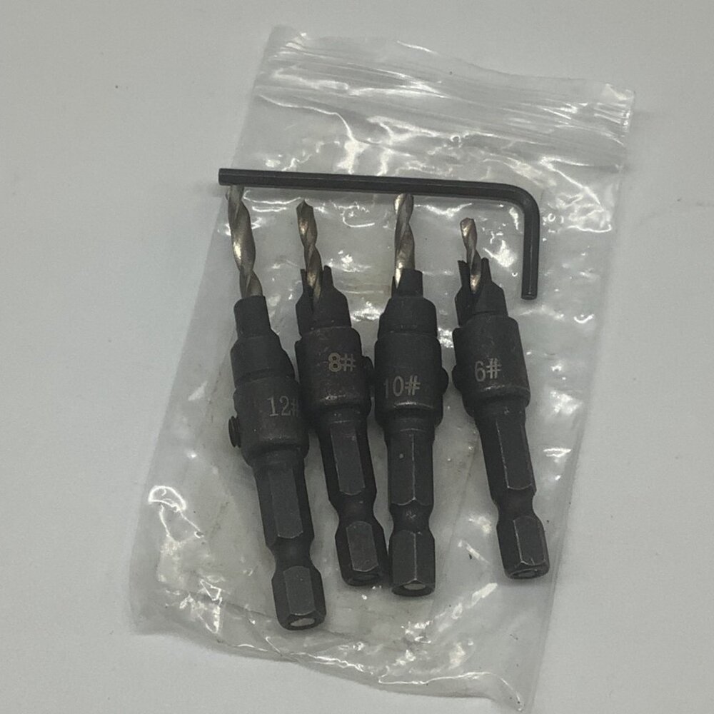 Hex Quick Change Shank Countersink Tapered Drill Bits Set 4pcs Woodworking Tools - Picture 5 of 7